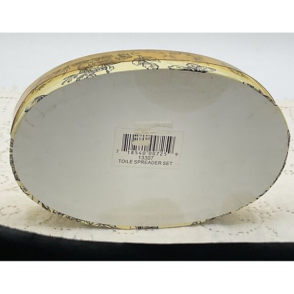 EUC Mud Pie Toile Spreader Set Black Cream 2 In Set - Picture 2 of 3